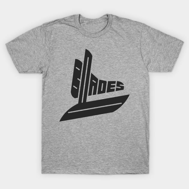 Blades Black Hockey Skate Logo T-Shirt by FantasySportsSpot